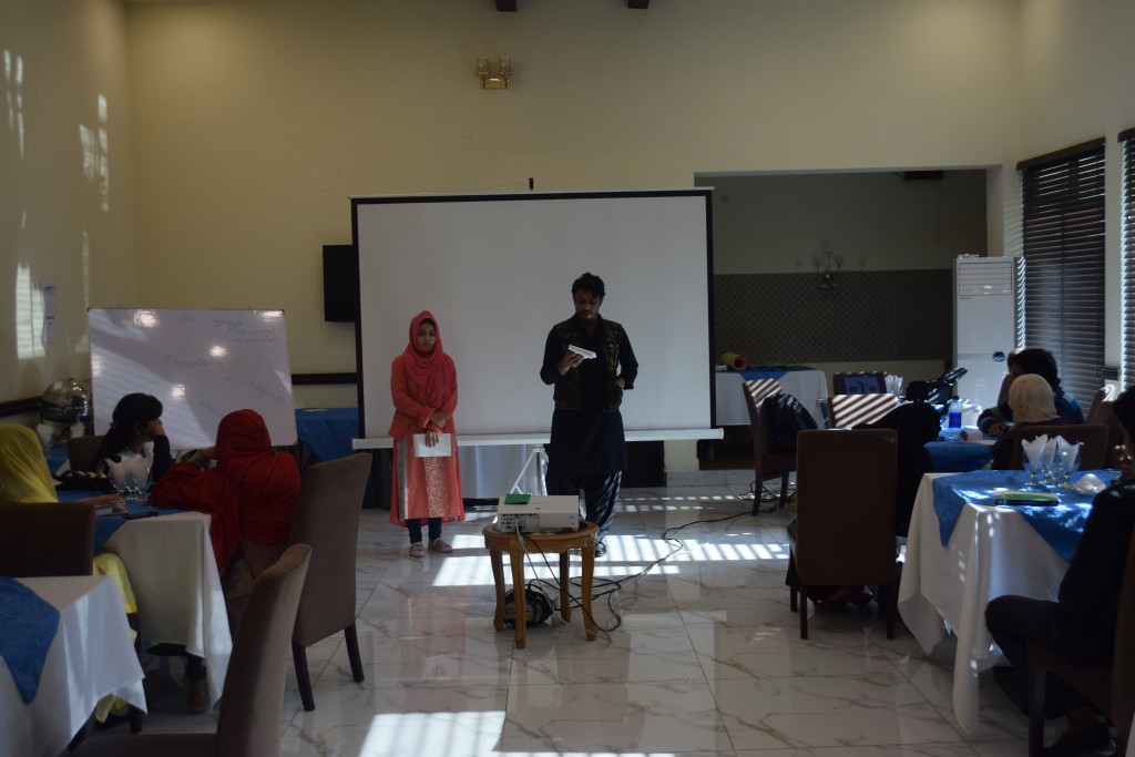 2 One of the students giving a presentation during a session