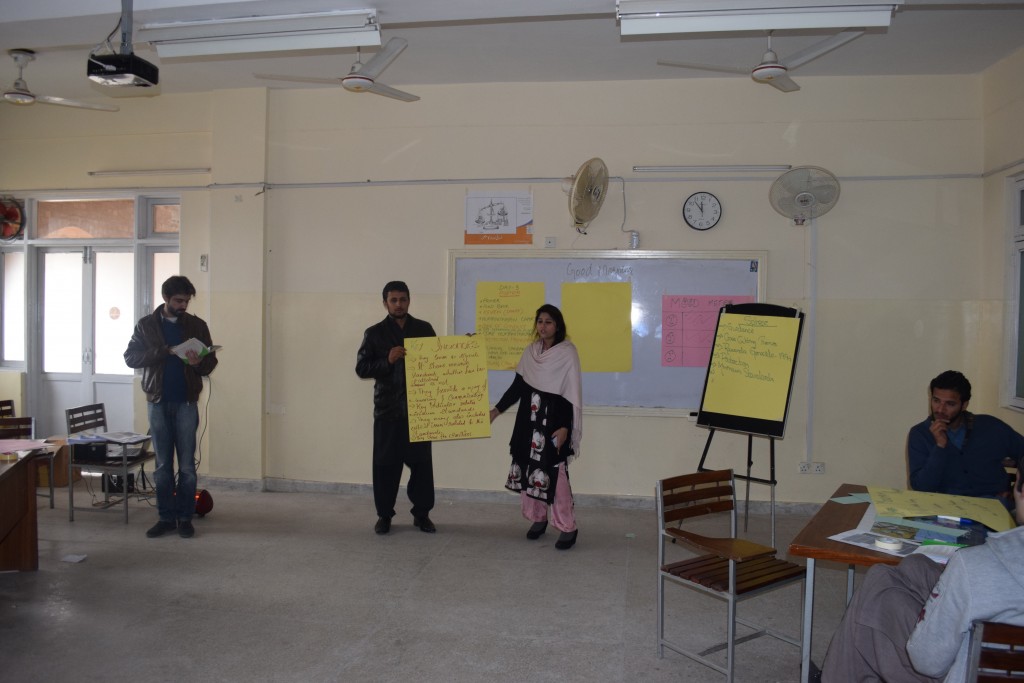 7 Students of BS Social Work briefing other participants about through presentation on the outcome of group exercise during 3-days training on Introduction to NGOs